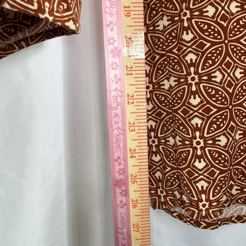 Boho Wide Leg Pants Terracotta Print XS Drawstring, Beach Resor Bohemia comfort - Picture 13 of 15